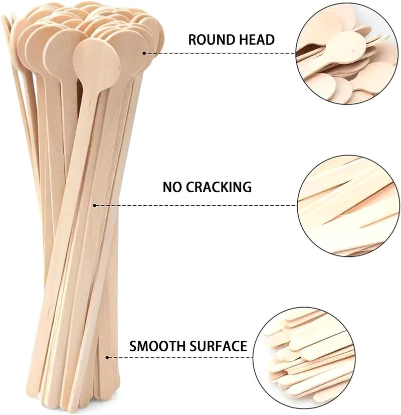 HLSN 200Pcs Coffee Stirrers- 5.9 Inch Natural Wooden Coffee Stirrers With Round Ends, Disposable Biodegradable Cafe Grade Coffee Stir Sticks Wood Beverage Mixer for Coffee Cocktails Milk Tea - Image 3